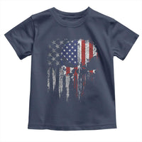Funny 4th Of July Vintage American Flag Skull Skeleton Toddler T Shirt - Wonder Print Shop