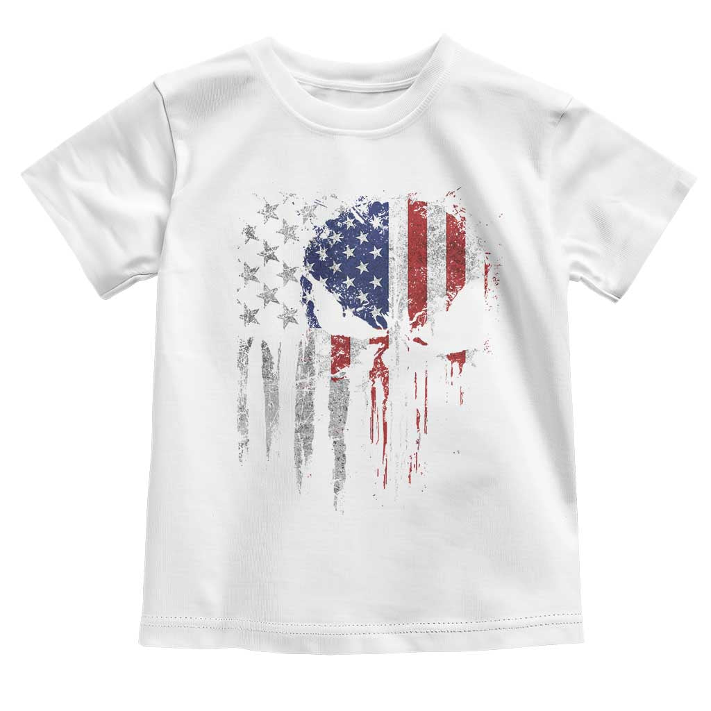 Funny 4th Of July Vintage American Flag Skull Skeleton Toddler T Shirt - Wonder Print Shop