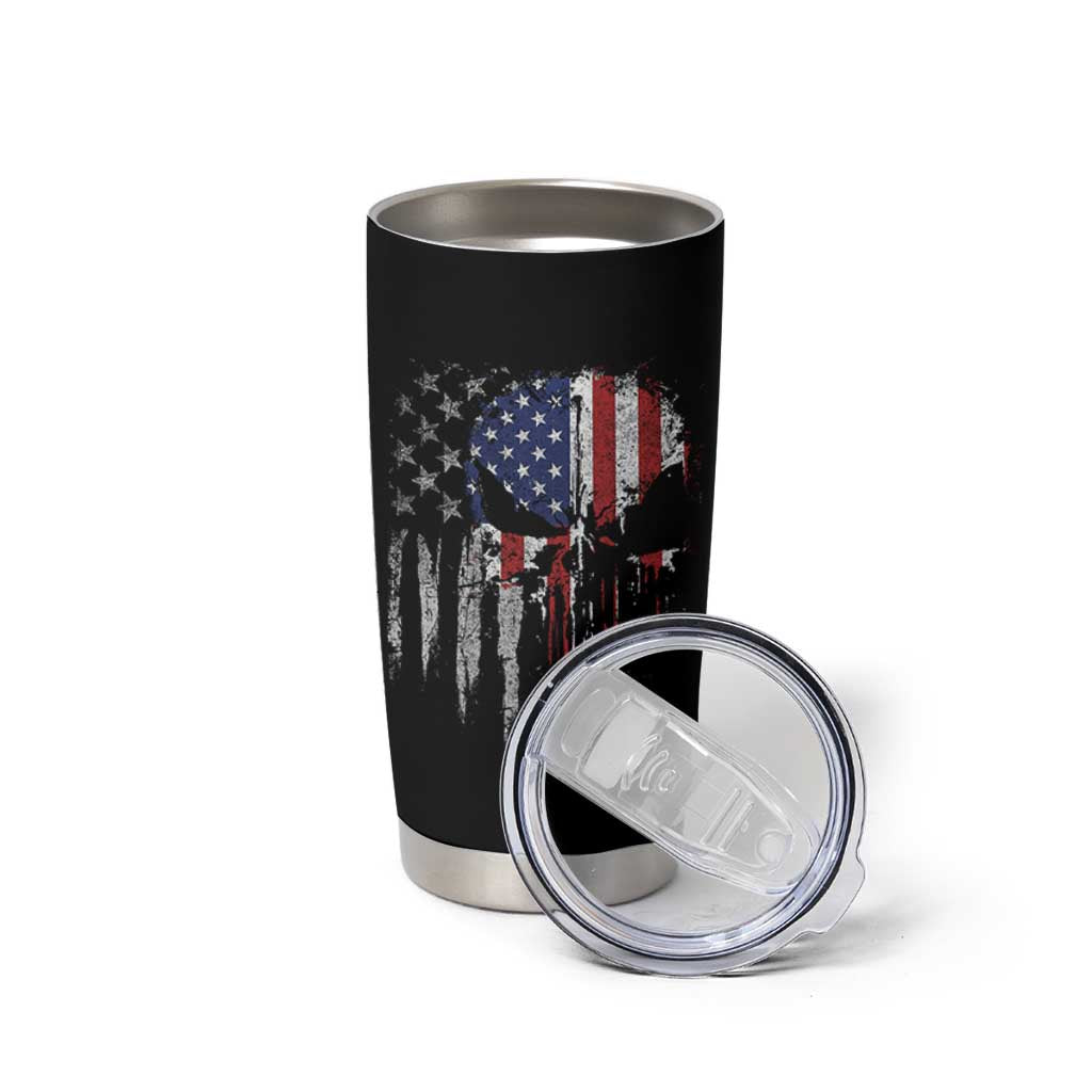 Funny 4th Of July Vintage American Flag Skull Skeleton Tumbler Cup - Wonder Print Shop