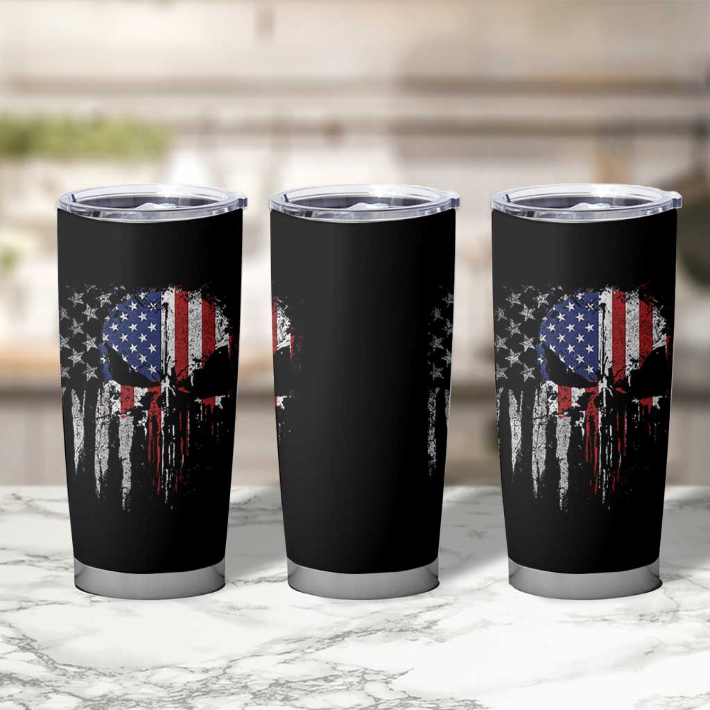 Funny 4th Of July Vintage American Flag Skull Skeleton Tumbler Cup - Wonder Print Shop