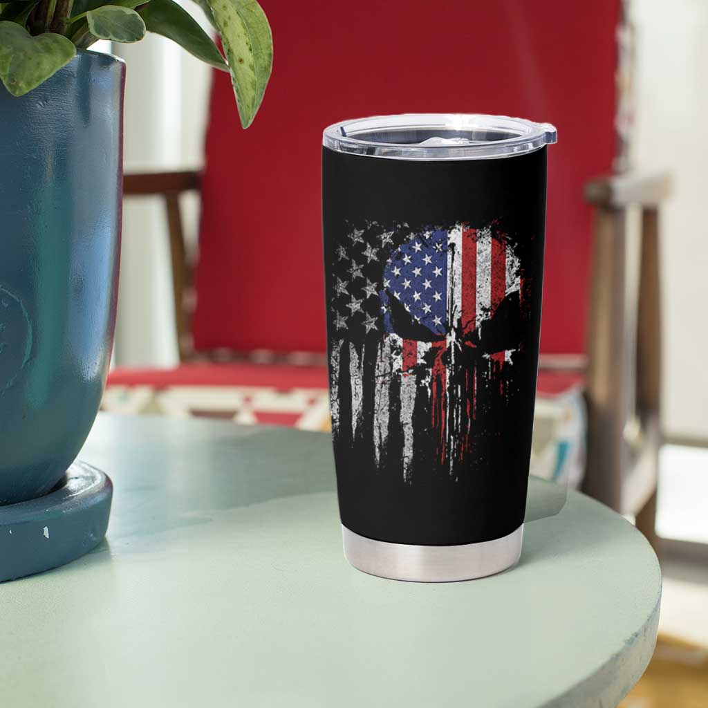 Funny 4th Of July Vintage American Flag Skull Skeleton Tumbler Cup - Wonder Print Shop