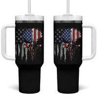 Funny 4th Of July Vintage American Flag Skull Skeleton Tumbler With Handle - Wonder Print Shop