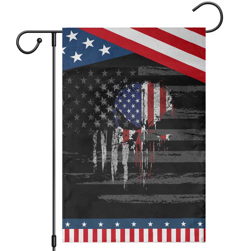 Funny 4th Of July Vintage American Flag Skull Skeleton Patriotic Garden Flag