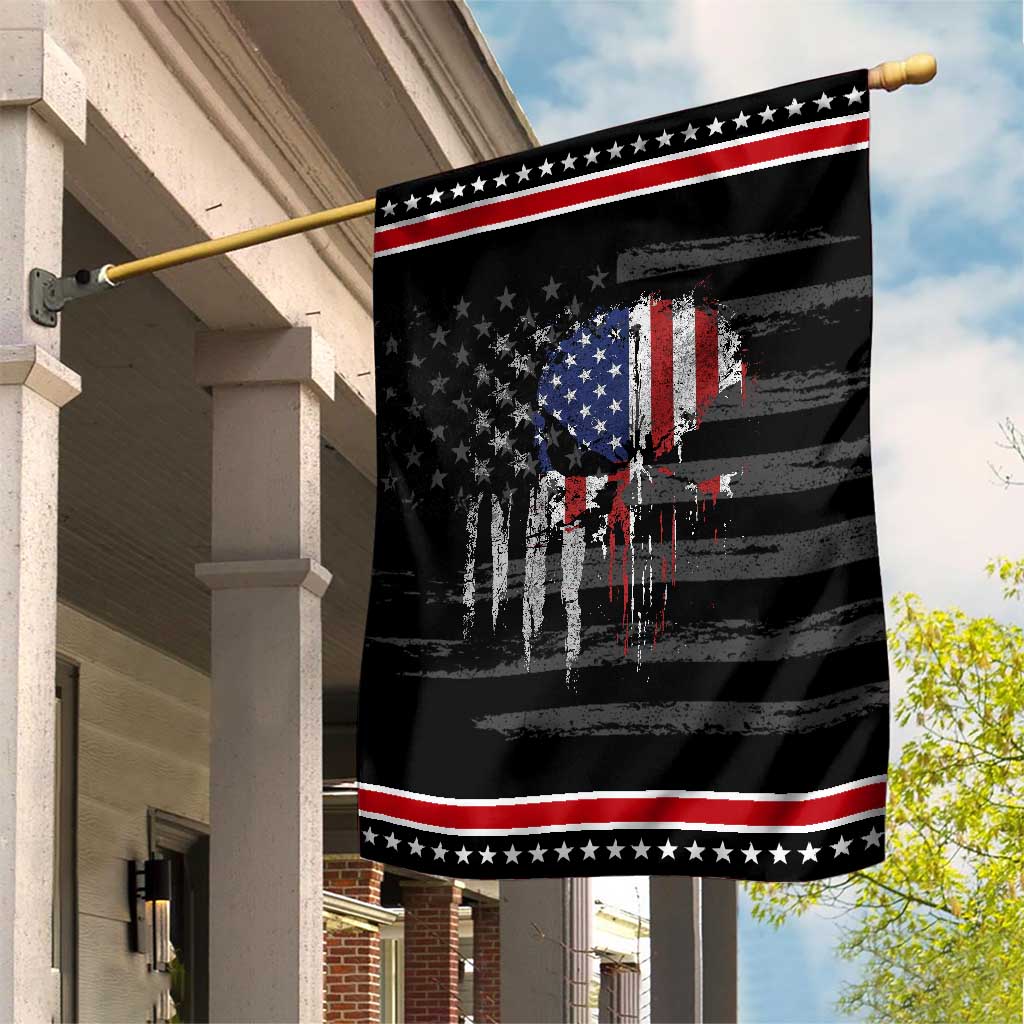 Funny 4th Of July Vintage American Flag Skull Skeleton Patriotic Garden Flag