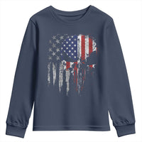 Funny 4th Of July Vintage American Flag Skull Skeleton Youth Sweatshirt - Wonder Print Shop