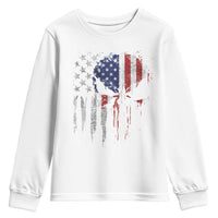 Funny 4th Of July Vintage American Flag Skull Skeleton Youth Sweatshirt - Wonder Print Shop