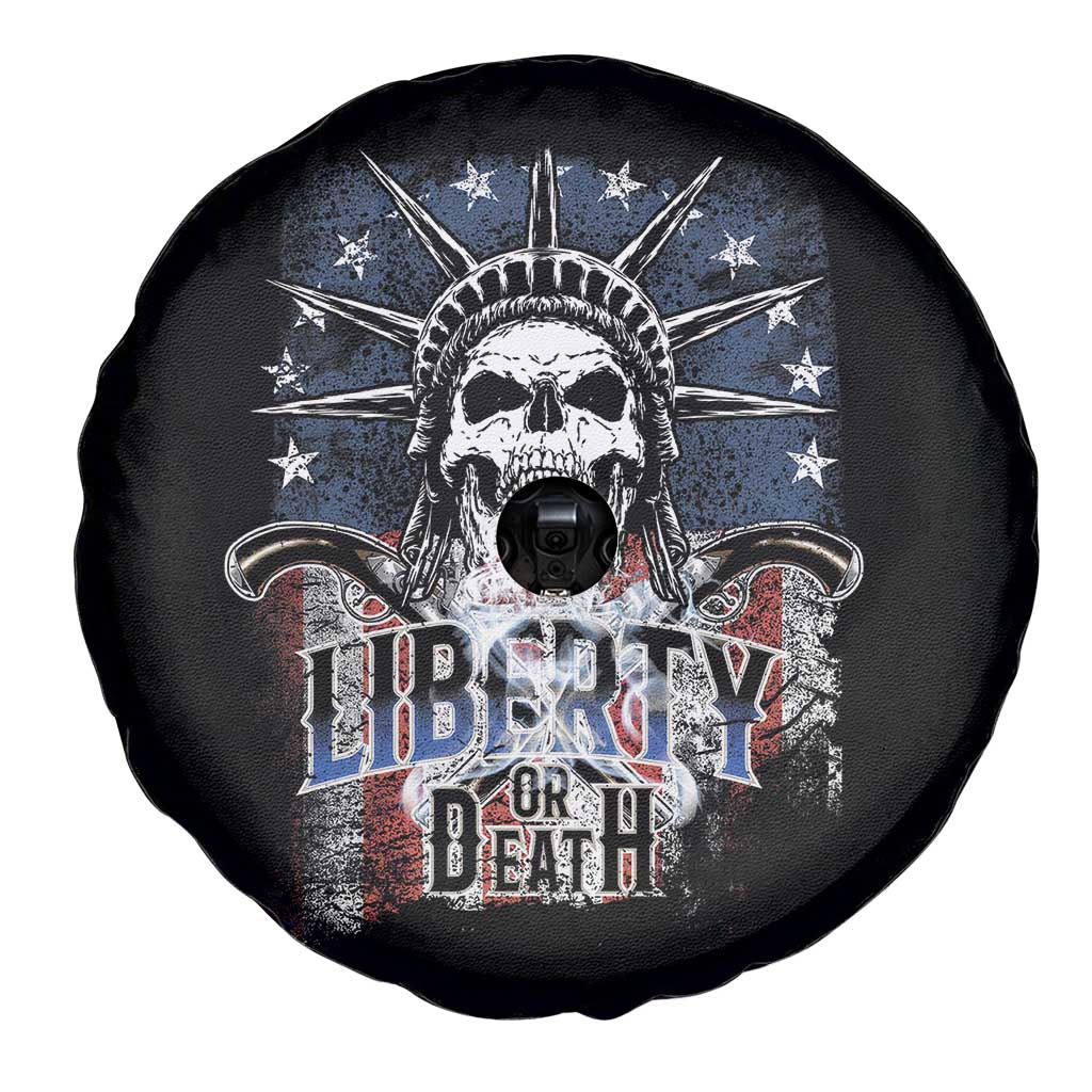 4th Of July Liberty Or Death Spare Tire Cover Statue Of Liberty Skull  American Flag - Wonder Print Shop