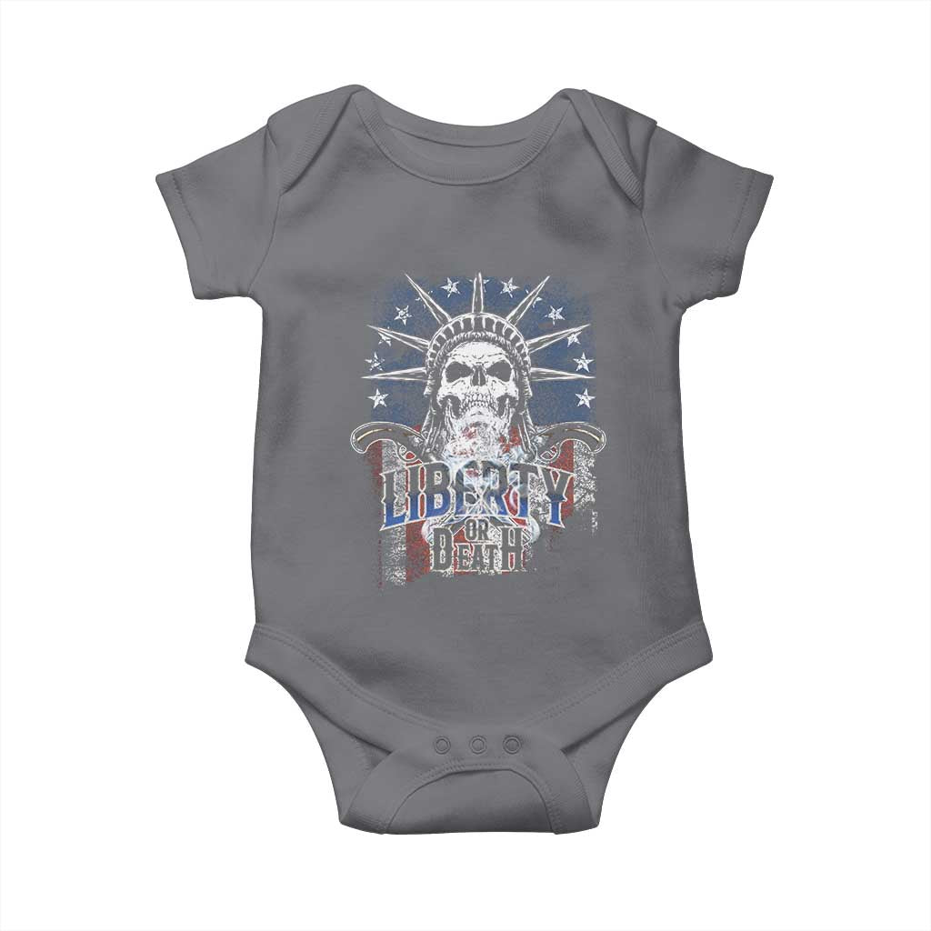 4th Of July Liberty Or Death Baby Onesie Statue Of Liberty Skull  American Flag - Wonder Print Shop