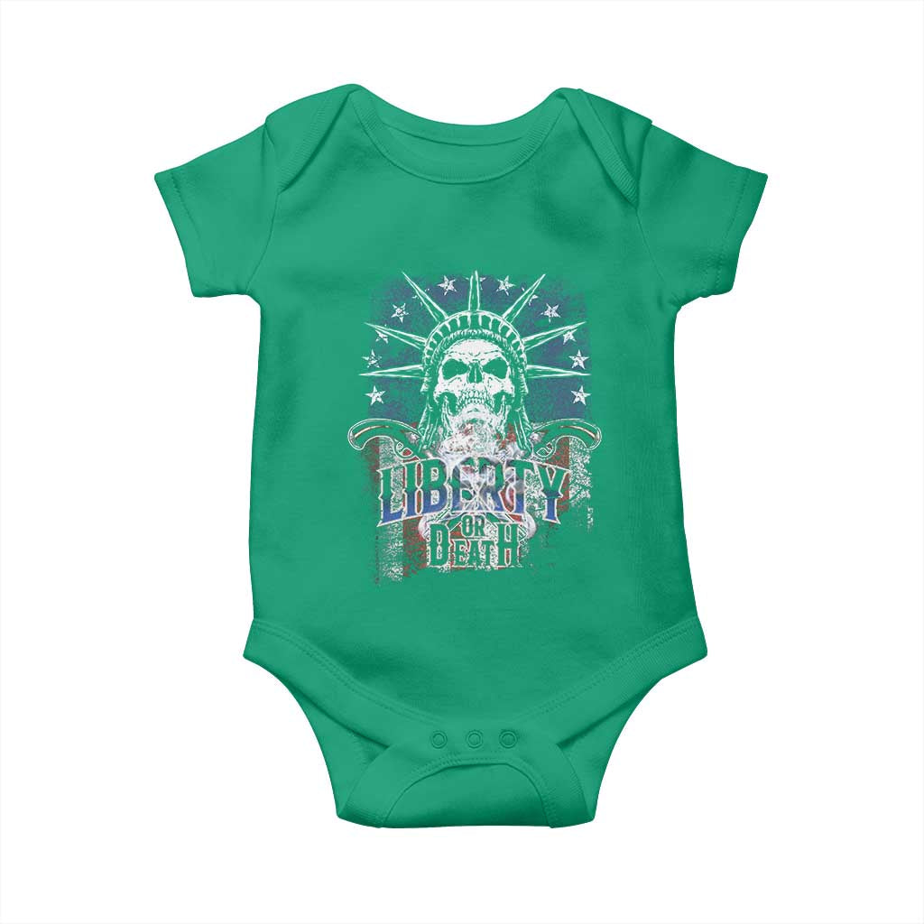 4th Of July Liberty Or Death Baby Onesie Statue Of Liberty Skull  American Flag - Wonder Print Shop