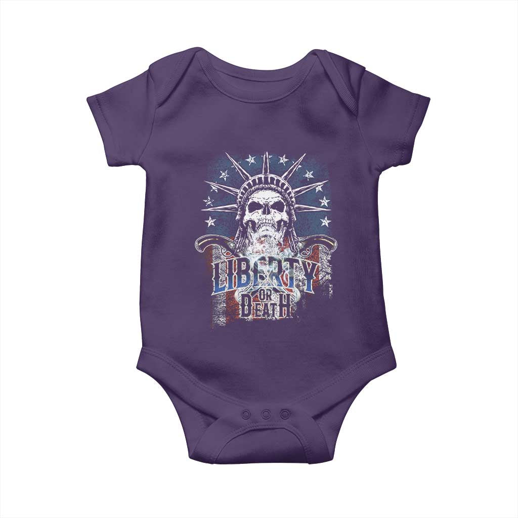 4th Of July Liberty Or Death Baby Onesie Statue Of Liberty Skull  American Flag - Wonder Print Shop