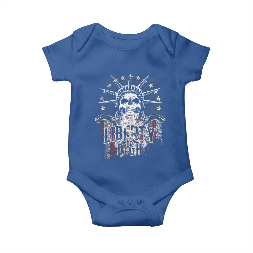 4th Of July Liberty Or Death Baby Onesie Statue Of Liberty Skull  American Flag - Wonder Print Shop