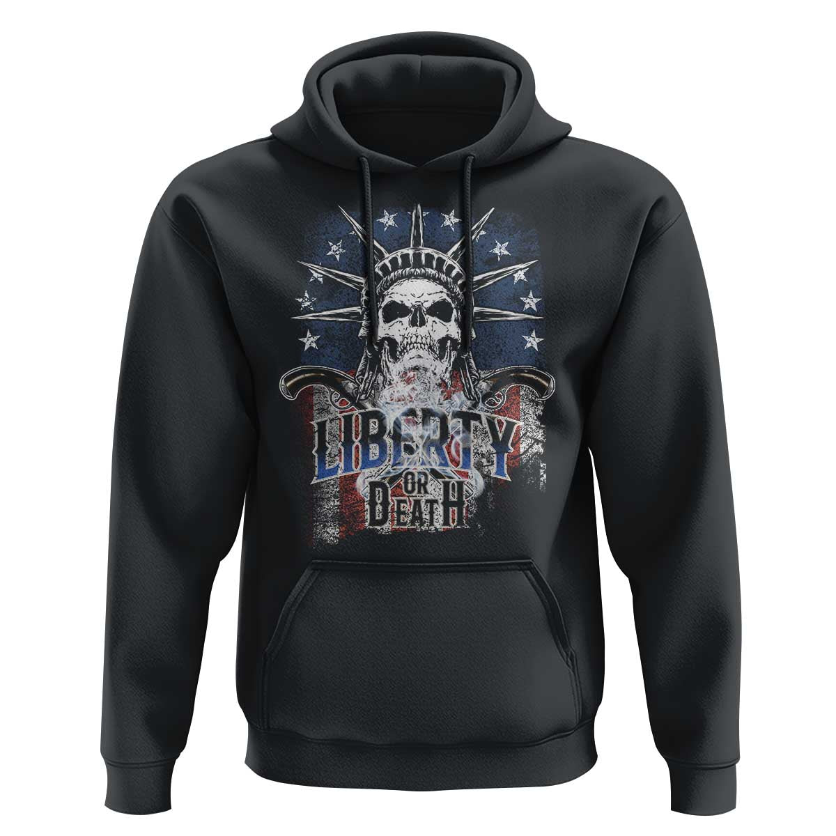 4th Of July Liberty Or Death Hoodie Statue Of Liberty Skull  American Flag - Wonder Print Shop