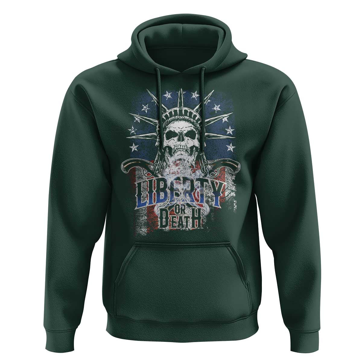 4th Of July Liberty Or Death Hoodie Statue Of Liberty Skull  American Flag - Wonder Print Shop