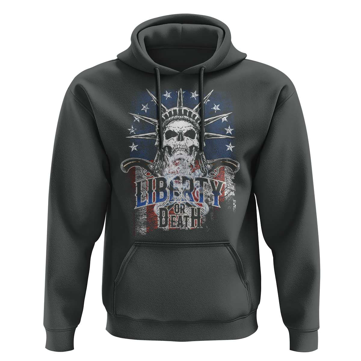 4th Of July Liberty Or Death Hoodie Statue Of Liberty Skull  American Flag - Wonder Print Shop