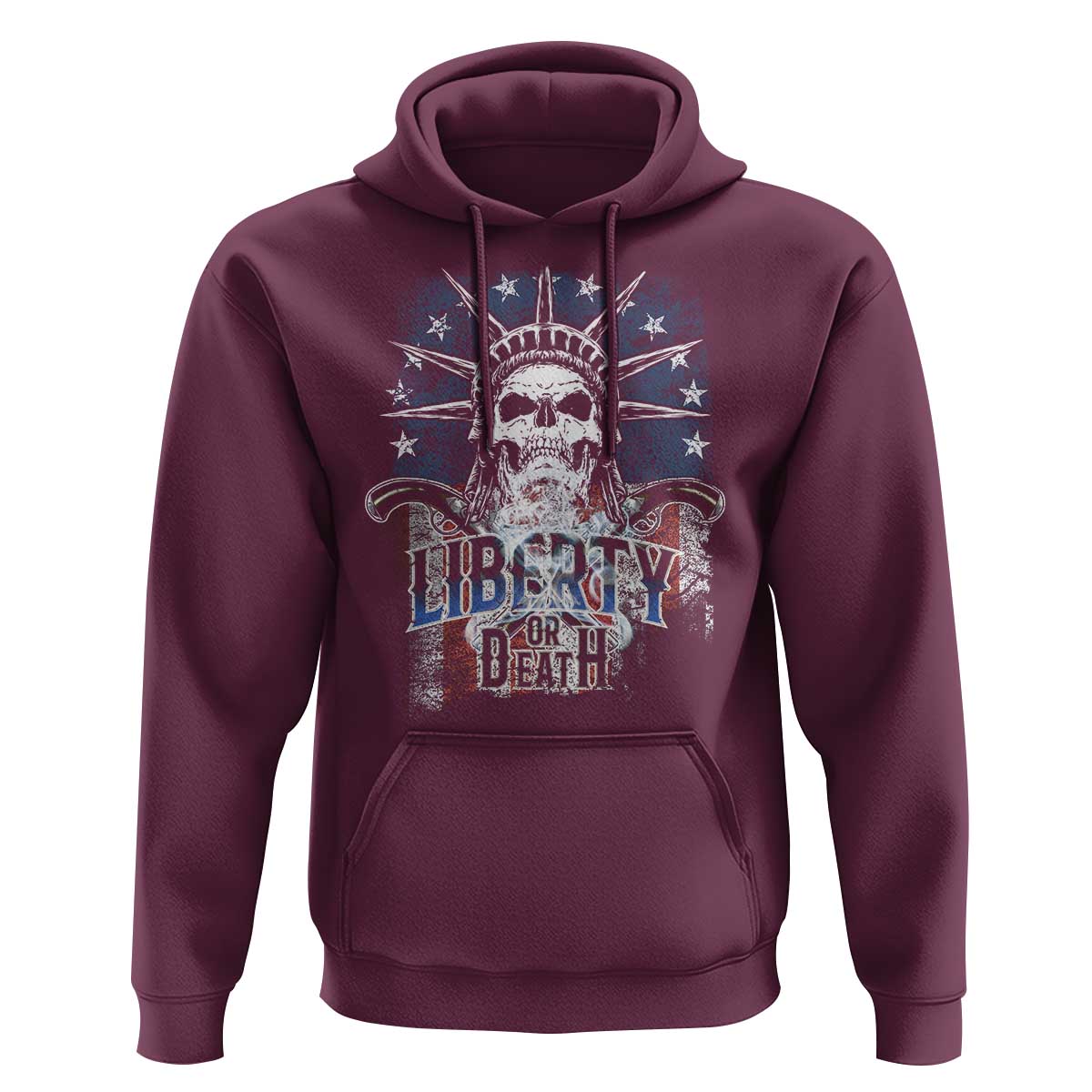 4th Of July Liberty Or Death Hoodie Statue Of Liberty Skull  American Flag - Wonder Print Shop