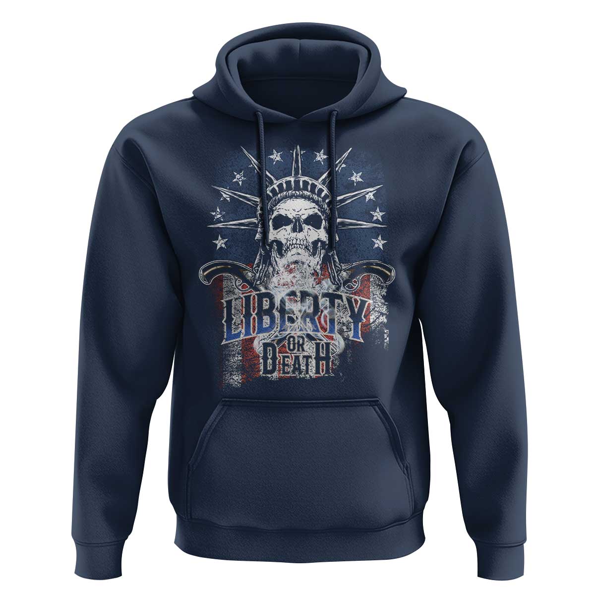 4th Of July Liberty Or Death Hoodie Statue Of Liberty Skull  American Flag - Wonder Print Shop