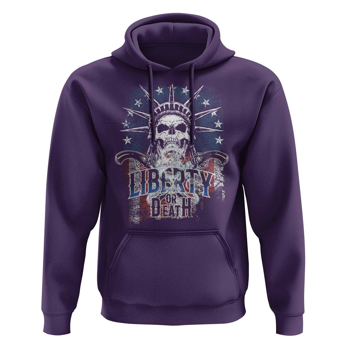 4th Of July Liberty Or Death Hoodie Statue Of Liberty Skull  American Flag - Wonder Print Shop