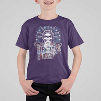 4th Of July Liberty Or Death T Shirt For Kid Statue Of Liberty Skull  American Flag - Wonder Print Shop