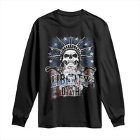 4th Of July Liberty Or Death Long Sleeve Shirt Statue Of Liberty Skull  American Flag - Wonder Print Shop