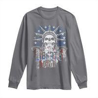 4th Of July Liberty Or Death Long Sleeve Shirt Statue Of Liberty Skull  American Flag - Wonder Print Shop