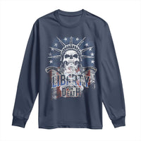 4th Of July Liberty Or Death Long Sleeve Shirt Statue Of Liberty Skull  American Flag - Wonder Print Shop
