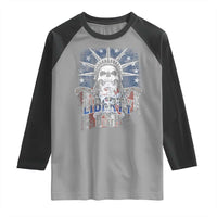 4th Of July Liberty Or Death Raglan Shirt Statue Of Liberty Skull  American Flag - Wonder Print Shop