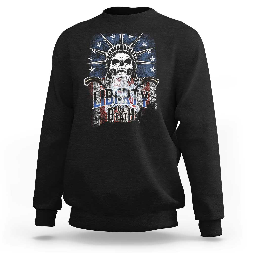 4th Of July Liberty Or Death Sweatshirt Statue Of Liberty Skull  American Flag - Wonder Print Shop