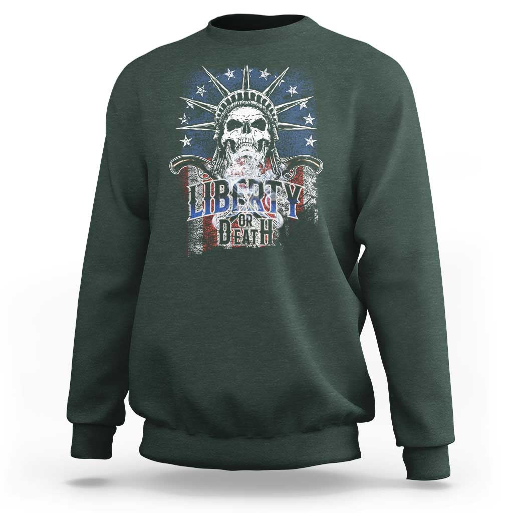 4th Of July Liberty Or Death Sweatshirt Statue Of Liberty Skull  American Flag - Wonder Print Shop