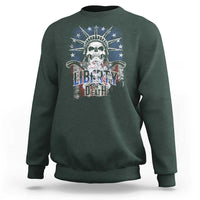 4th Of July Liberty Or Death Sweatshirt Statue Of Liberty Skull  American Flag - Wonder Print Shop