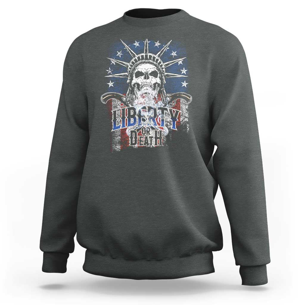 4th Of July Liberty Or Death Sweatshirt Statue Of Liberty Skull  American Flag - Wonder Print Shop