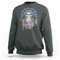 4th Of July Liberty Or Death Sweatshirt Statue Of Liberty Skull  American Flag - Wonder Print Shop