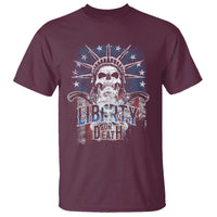 4th Of July Liberty Or Death T Shirt Statue Of Liberty Skull  American Flag - Wonder Print Shop