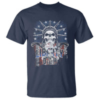 4th Of July Liberty Or Death T Shirt Statue Of Liberty Skull  American Flag - Wonder Print Shop