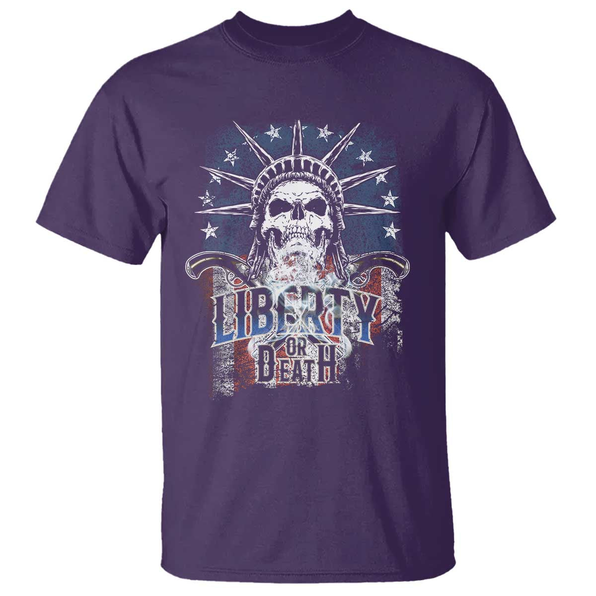 4th Of July Liberty Or Death T Shirt Statue Of Liberty Skull  American Flag - Wonder Print Shop