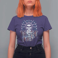 4th Of July Liberty Or Death T Shirt For Women Statue Of Liberty Skull  American Flag - Wonder Print Shop