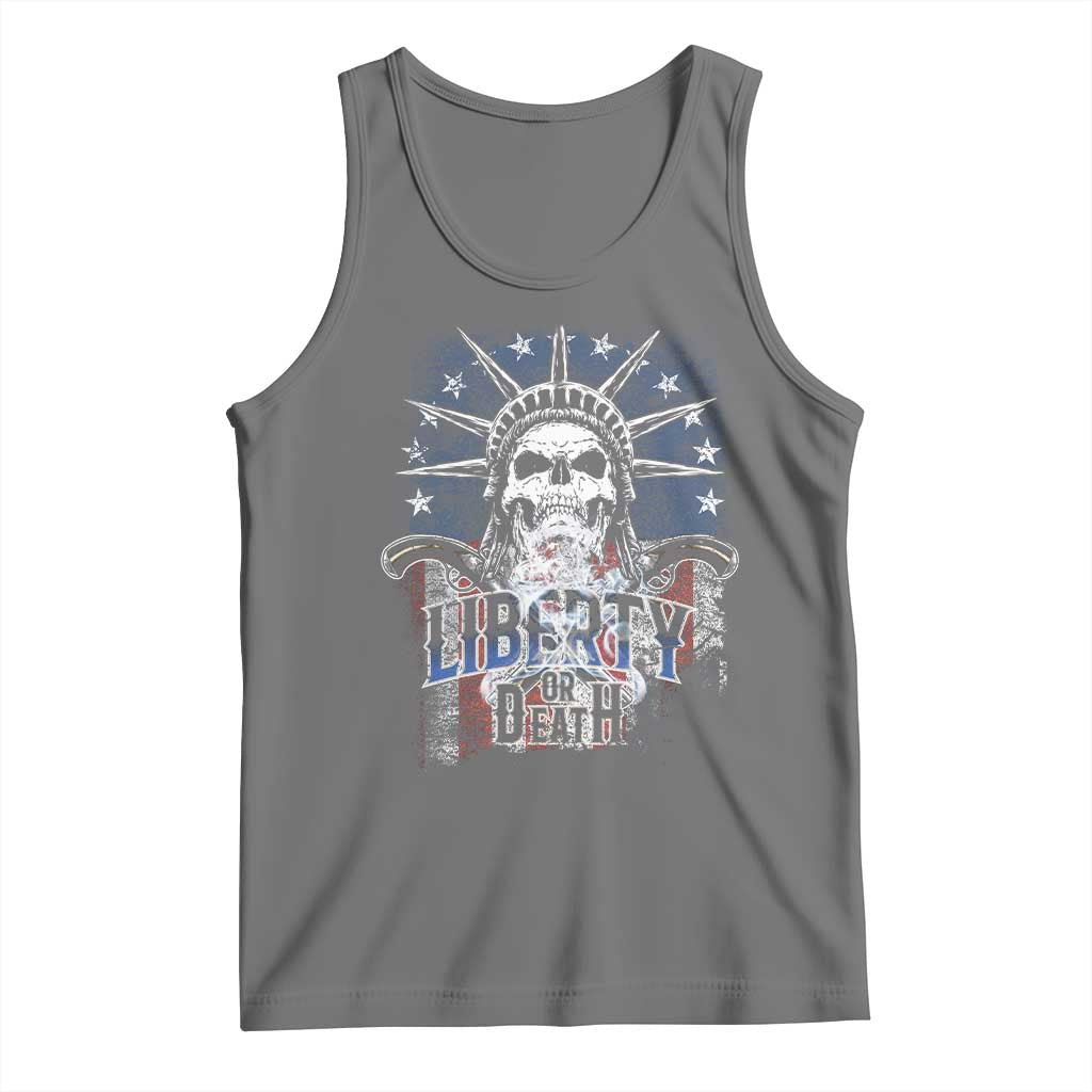 4th Of July Liberty Or Death Tank Top Statue Of Liberty Skull  American Flag - Wonder Print Shop