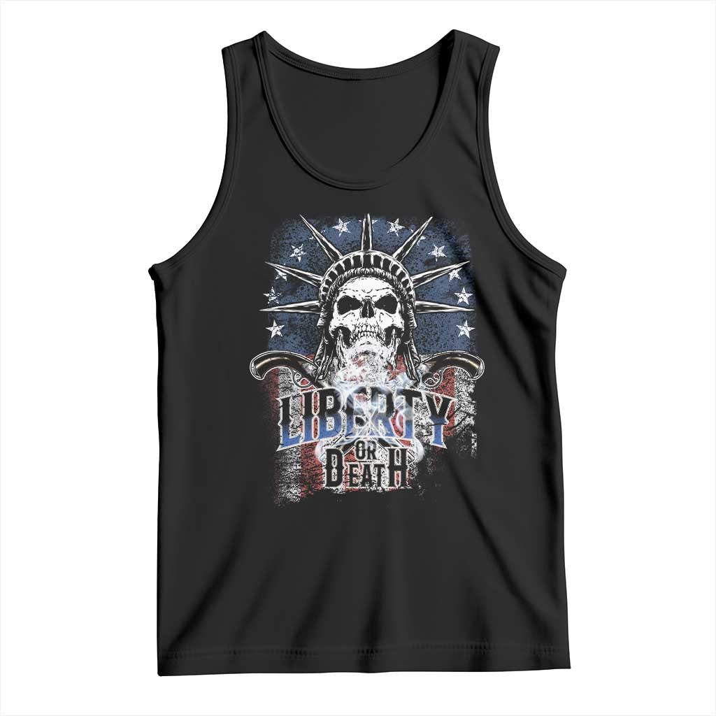 4th Of July Liberty Or Death Tank Top Statue Of Liberty Skull  American Flag - Wonder Print Shop