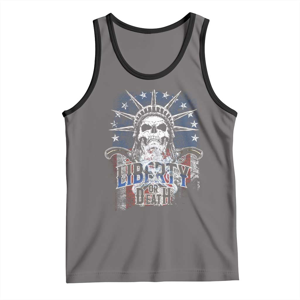 4th Of July Liberty Or Death Tank Top Statue Of Liberty Skull  American Flag - Wonder Print Shop