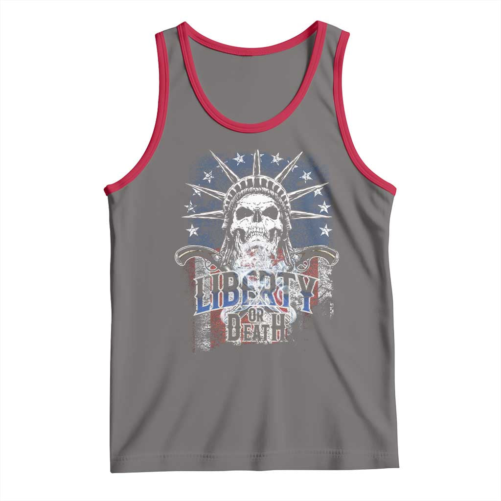 4th Of July Liberty Or Death Tank Top Statue Of Liberty Skull  American Flag - Wonder Print Shop