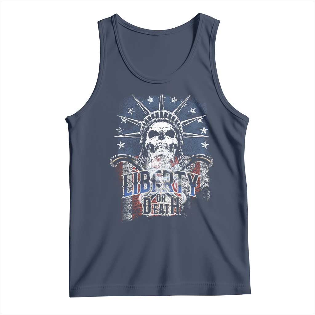 4th Of July Liberty Or Death Tank Top Statue Of Liberty Skull  American Flag - Wonder Print Shop