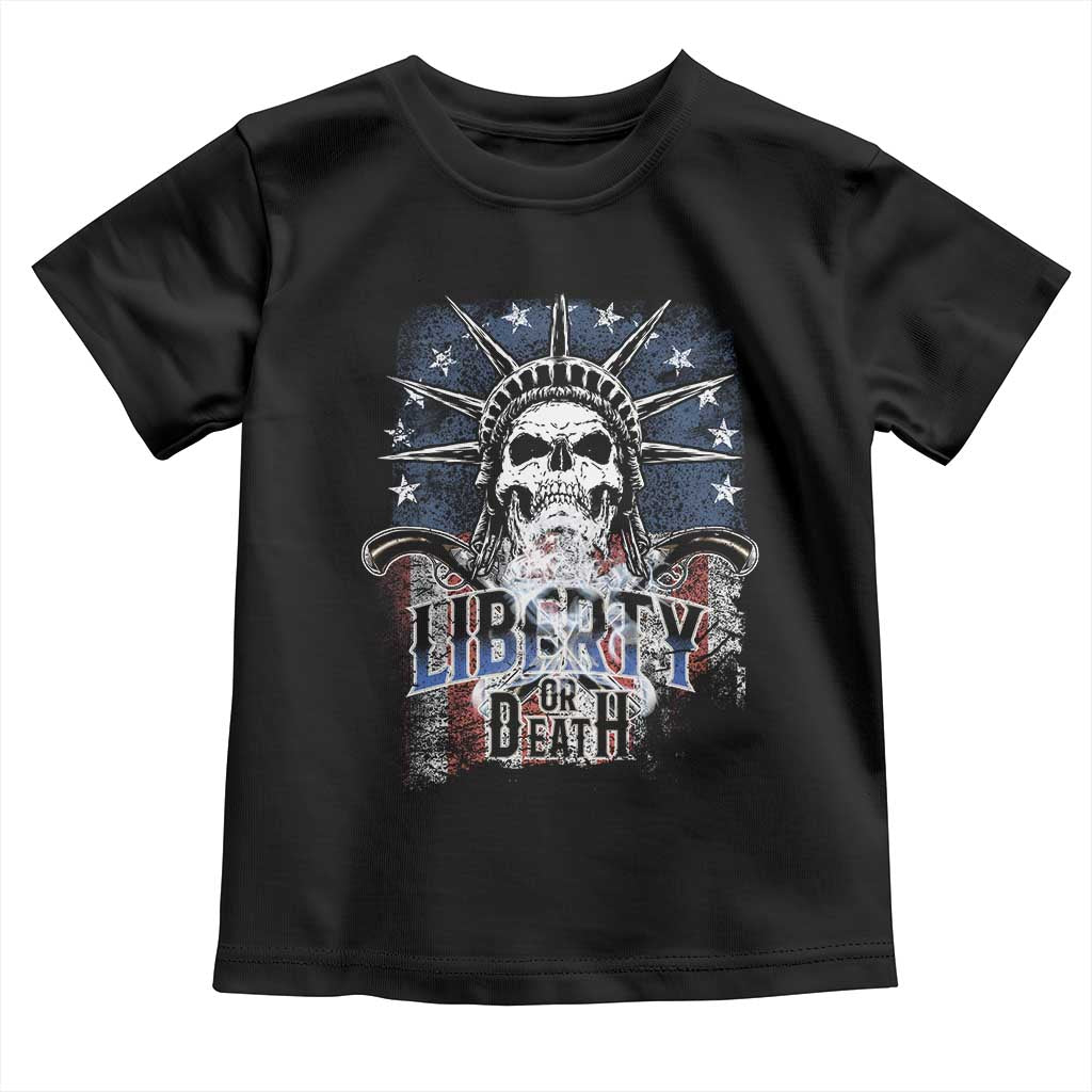 4th Of July Liberty Or Death Toddler T Shirt Statue Of Liberty Skull  American Flag - Wonder Print Shop