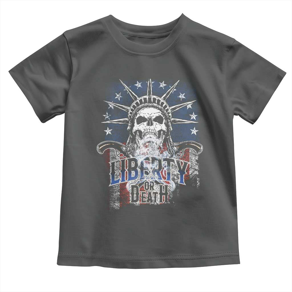 4th Of July Liberty Or Death Toddler T Shirt Statue Of Liberty Skull  American Flag - Wonder Print Shop