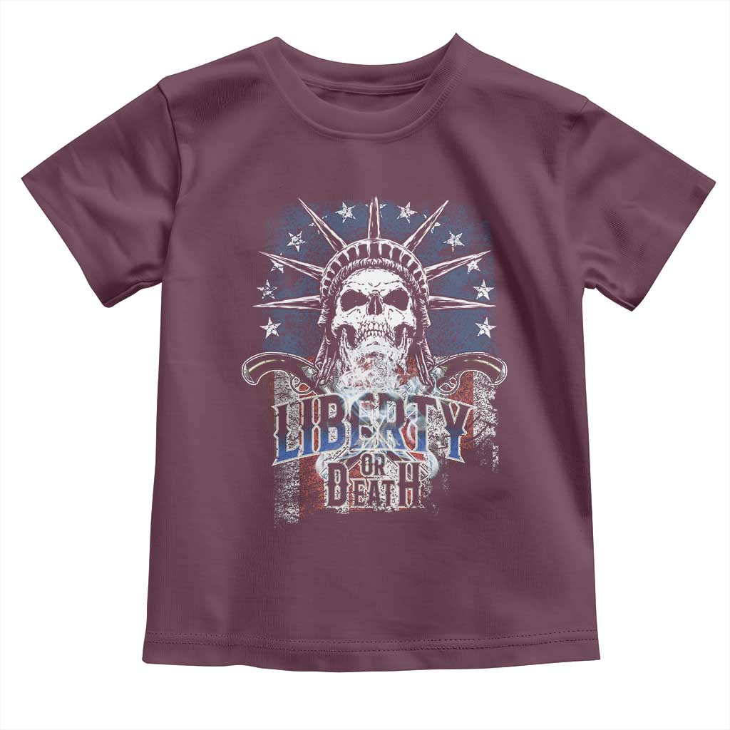 4th Of July Liberty Or Death Toddler T Shirt Statue Of Liberty Skull  American Flag - Wonder Print Shop