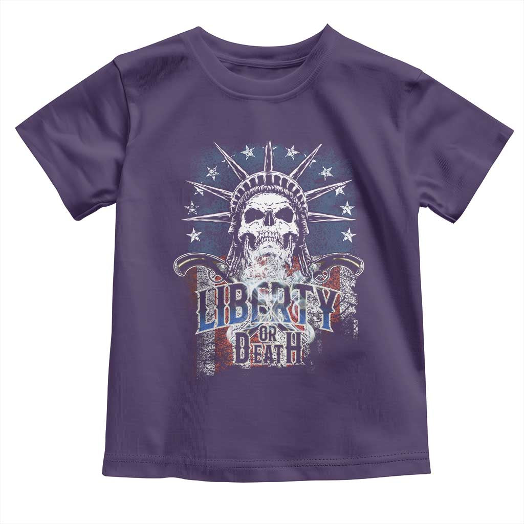 4th Of July Liberty Or Death Toddler T Shirt Statue Of Liberty Skull  American Flag - Wonder Print Shop