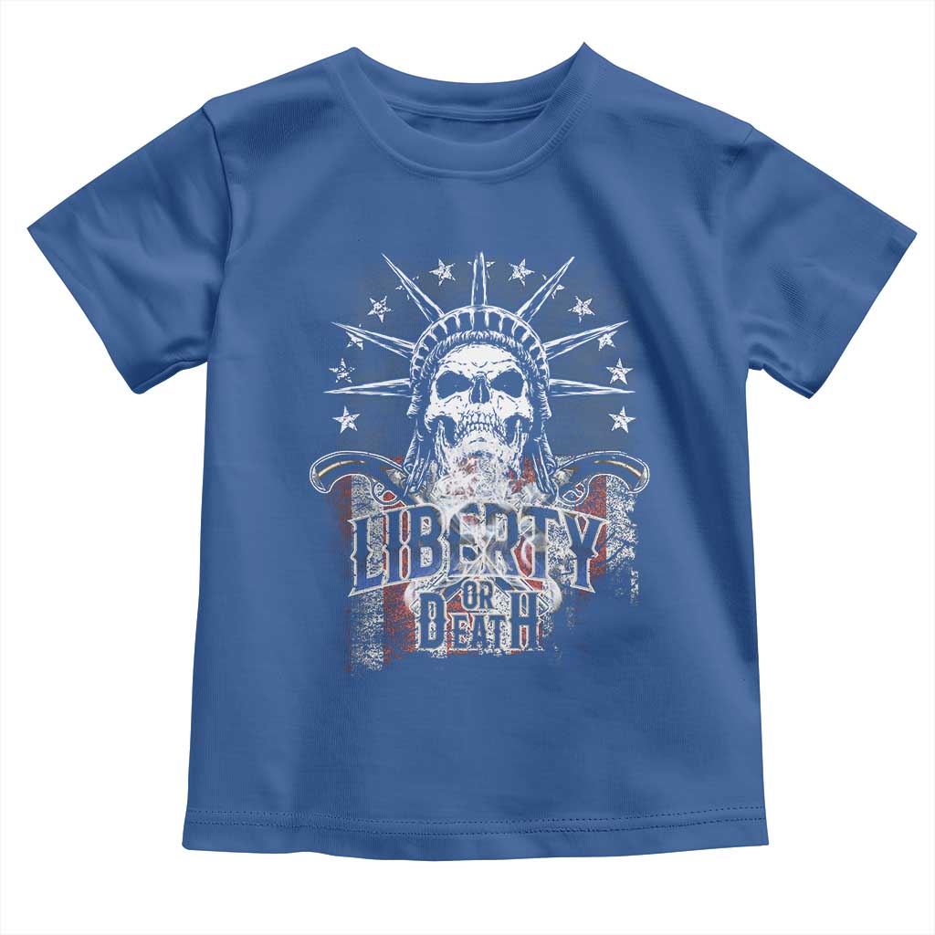 4th Of July Liberty Or Death Toddler T Shirt Statue Of Liberty Skull  American Flag - Wonder Print Shop