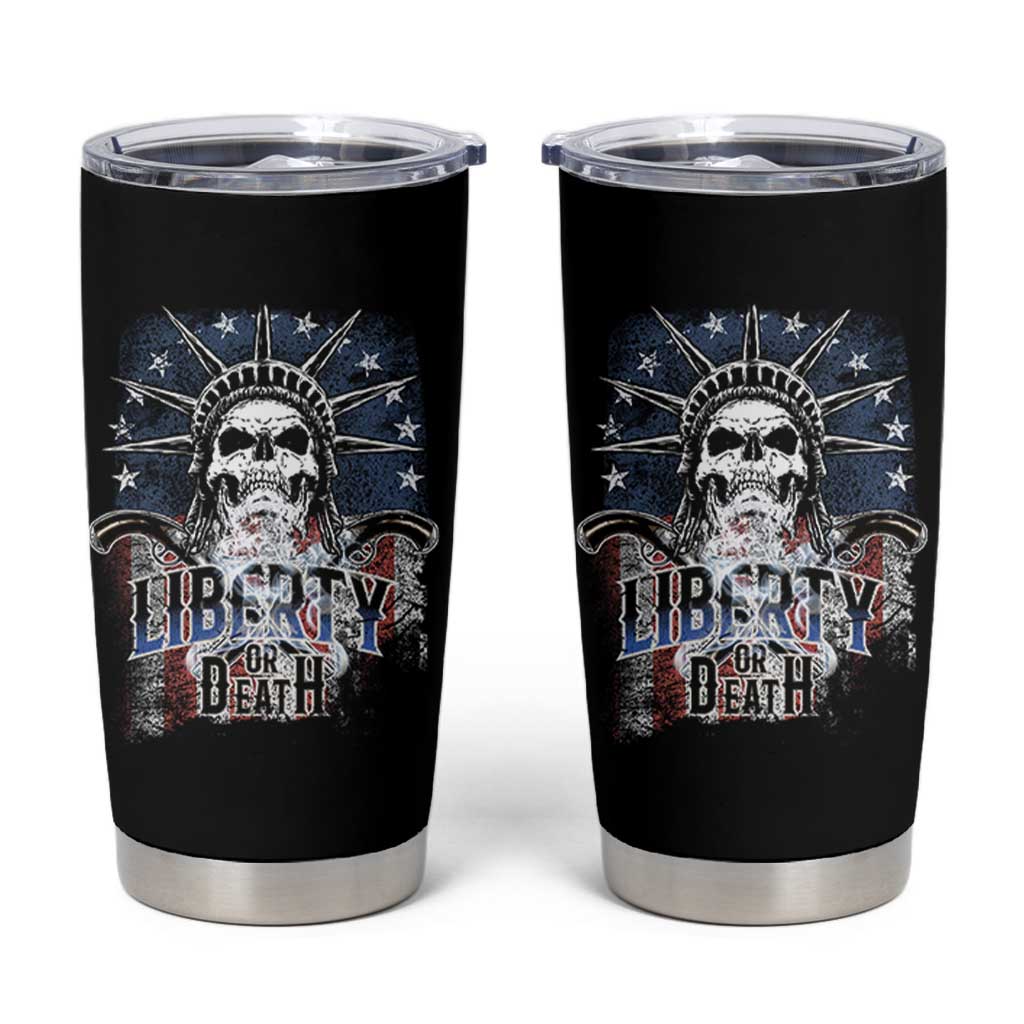 4th Of July Liberty Or Death Tumbler Cup Statue Of Liberty Skull  American Flag - Wonder Print Shop
