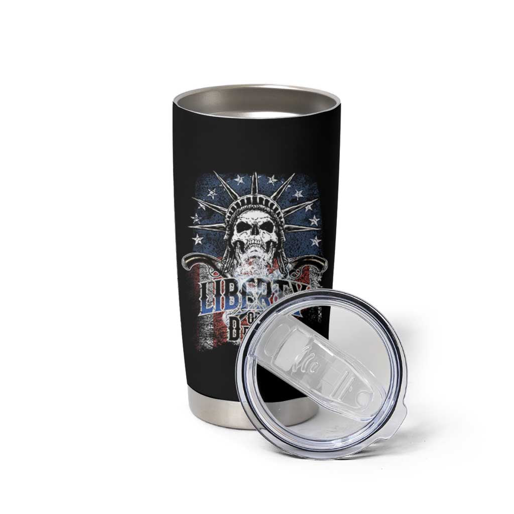 4th Of July Liberty Or Death Tumbler Cup Statue Of Liberty Skull  American Flag - Wonder Print Shop