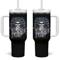 4th Of July Liberty Or Death Tumbler With Handle Statue Of Liberty Skull  American Flag - Wonder Print Shop