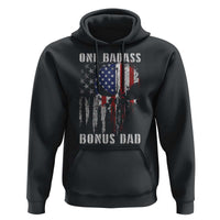 Funny One Badass Bonus Dad Hoodie Step Dad Fathers Day 4th Of July American Flag Skull - Wonder Print Shop