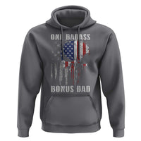 Funny One Badass Bonus Dad Hoodie Step Dad Fathers Day 4th Of July American Flag Skull - Wonder Print Shop